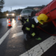Emergency responders at the scene of a highway collision involving multiple vehicles