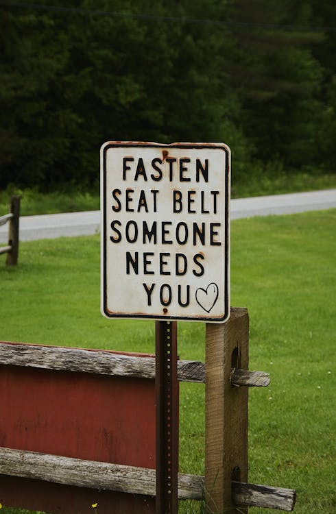 Highway enforcement sign promoting seat belt compliance campaign